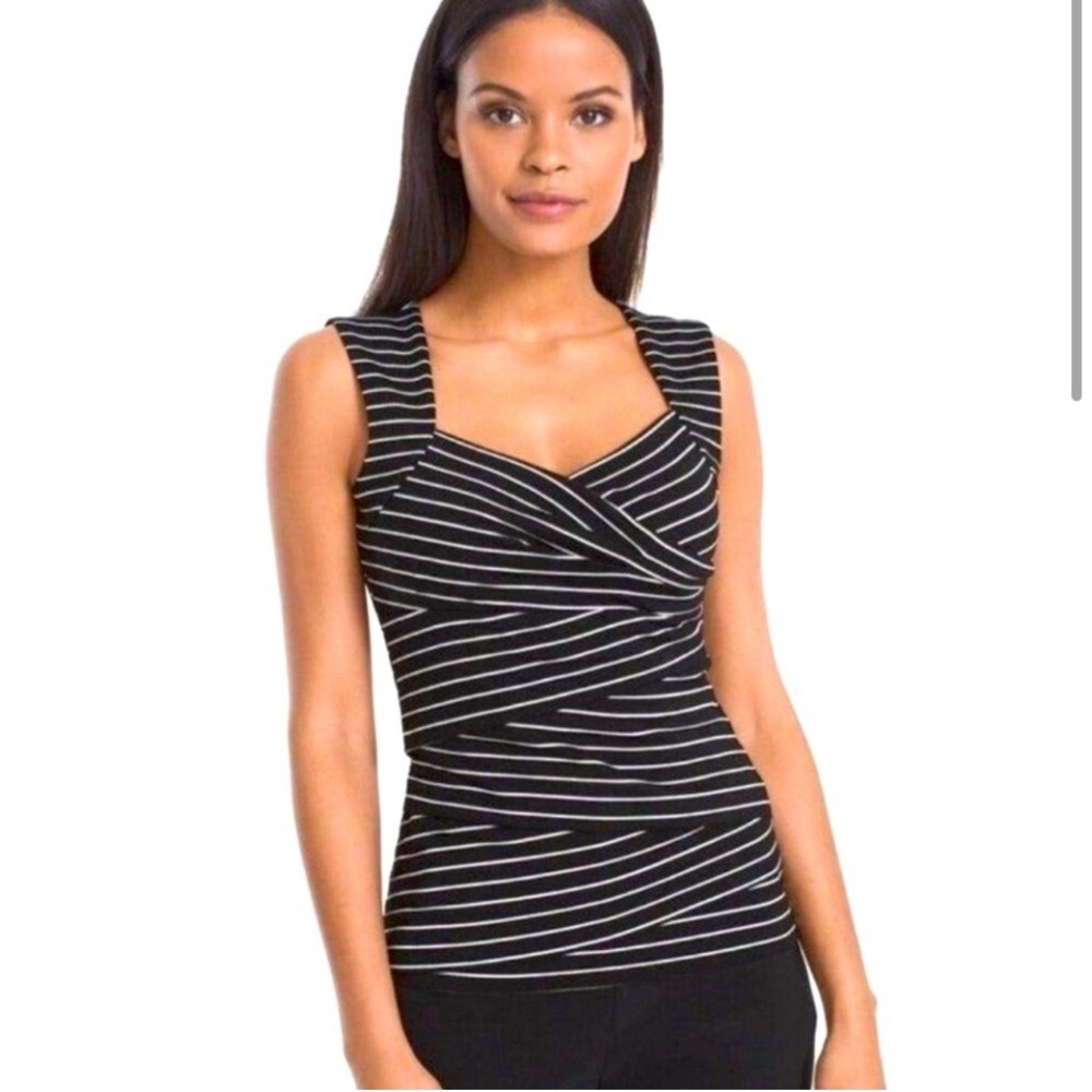 White House Black Market Black and White Striped Tank Top